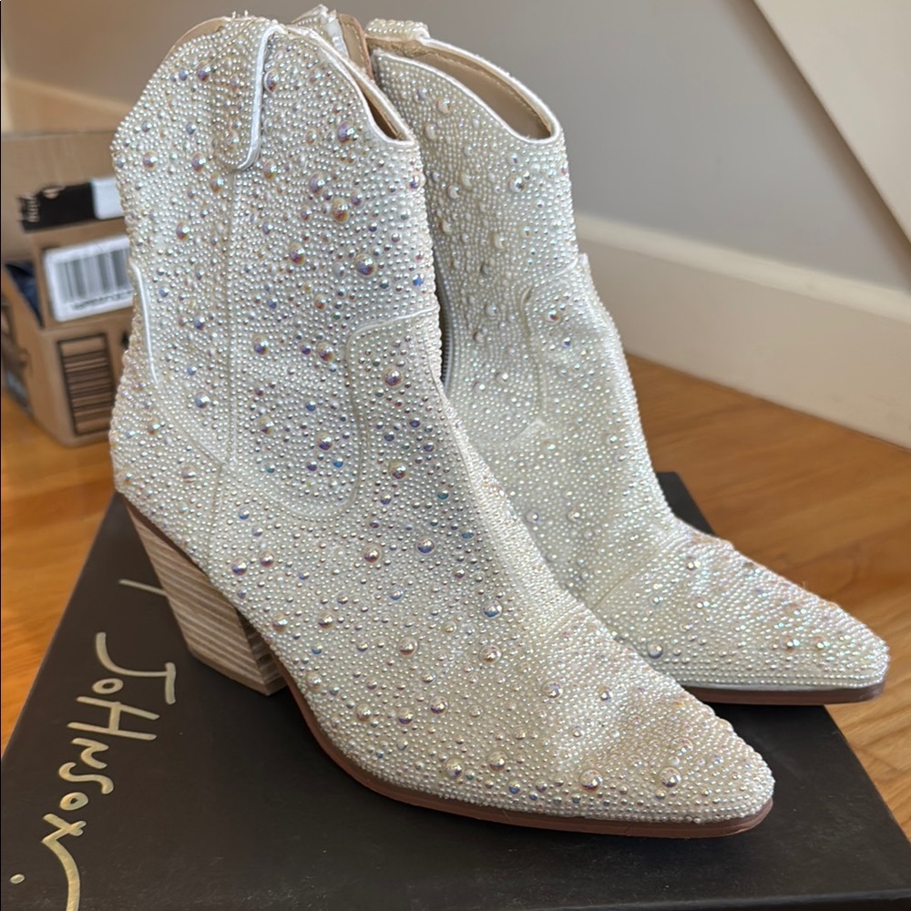 Betsey Johnson White Embellished Women's Boots